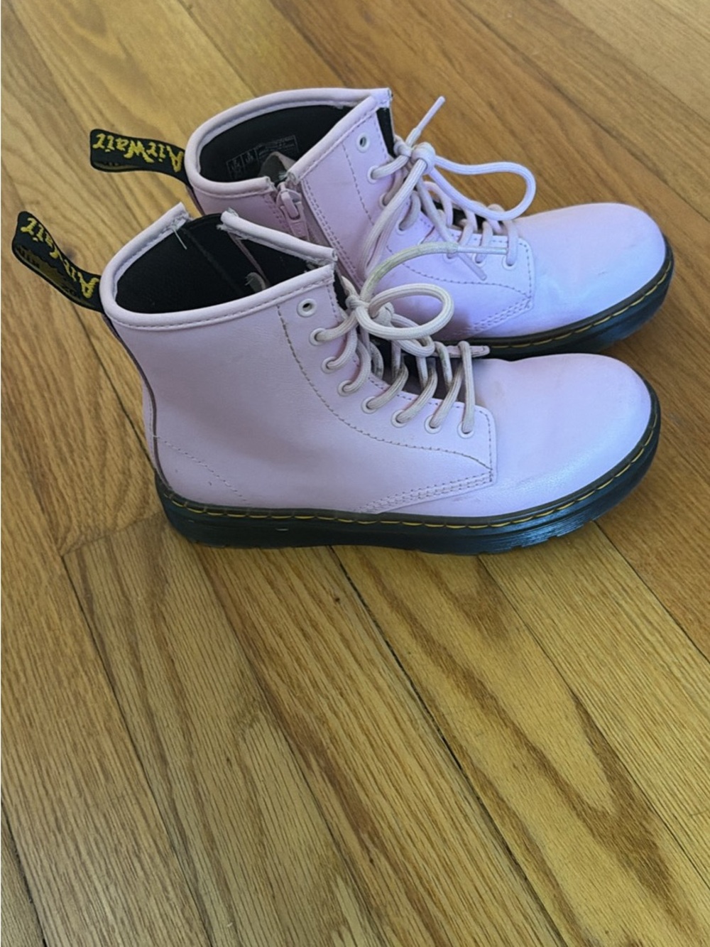 Dr. Martens Black Interior Lace-Up Boot (Pink Upper Visible)